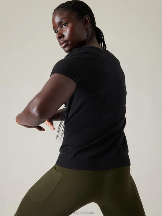 Athleta femmes t-shirt sans couture en mouvement JRTZ412 vêtements noir