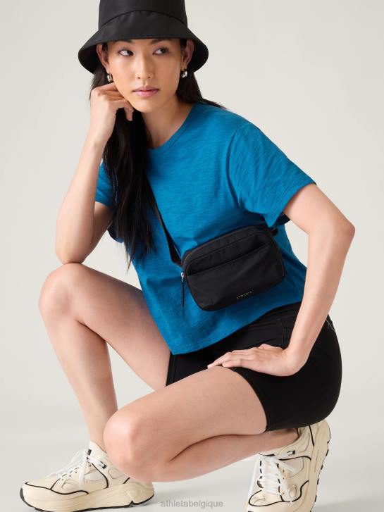 Athleta femmes tee-shirt essentiel JRTZ430 vêtements bleu lapis foncé flammé