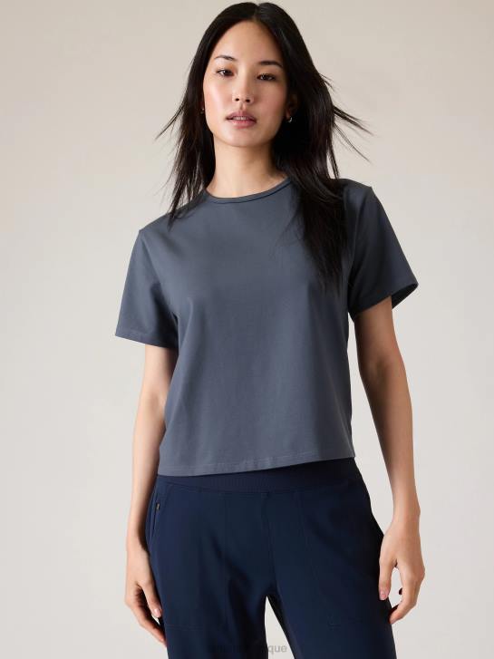 Athleta femmes tee-shirt essentiel JRTZ446 vêtements bleu granit