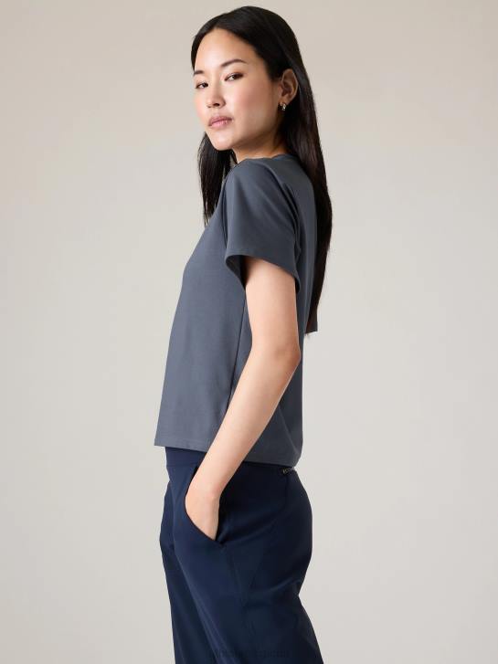 Athleta femmes tee-shirt essentiel JRTZ446 vêtements bleu granit