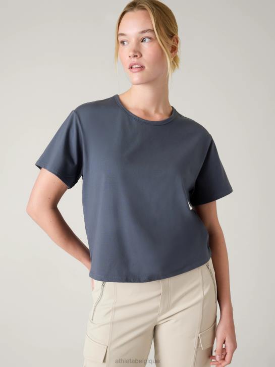 Athleta femmes tee-shirt essentiel JRTZ446 vêtements bleu granit
