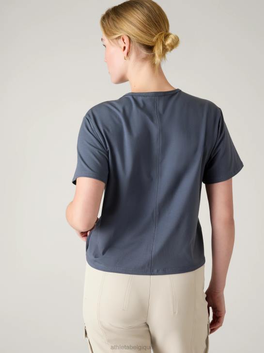Athleta femmes tee-shirt essentiel JRTZ446 vêtements bleu granit
