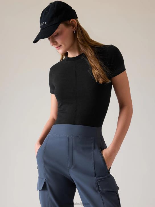 Athleta femmes tee-shirt sans couture ascension JRTZ463 vêtements noir
