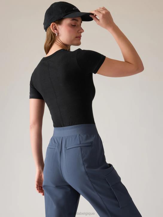 Athleta femmes tee-shirt sans couture ascension JRTZ463 vêtements noir