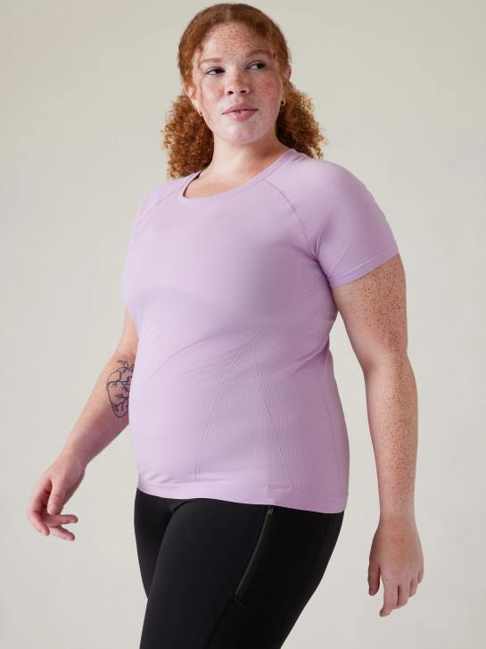 Athleta femmes tee-shirt sans couture élan JRTZ195 vêtements bégonia