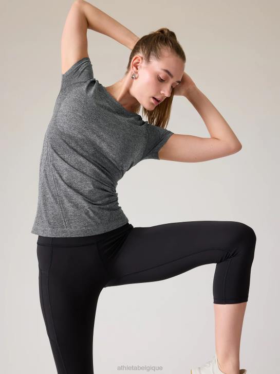 Athleta femmes tee-shirt sans couture élan JRTZ420 vêtements gris anthracite chiné