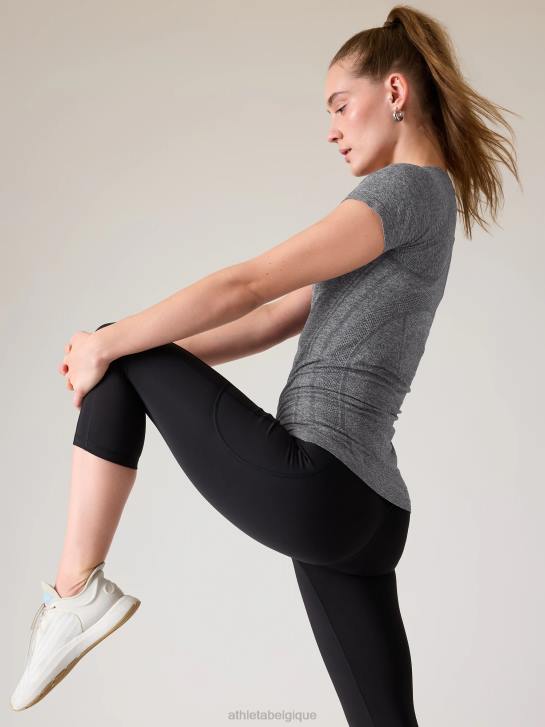 Athleta femmes tee-shirt sans couture élan JRTZ420 vêtements gris anthracite chiné