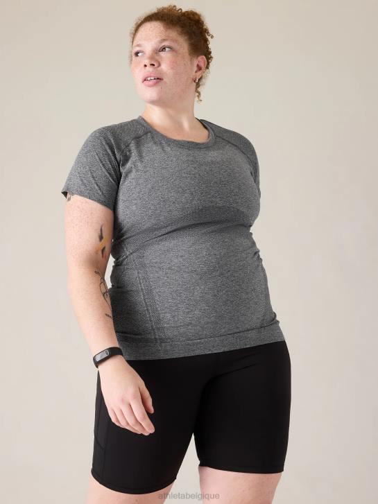 Athleta femmes tee-shirt sans couture élan JRTZ420 vêtements gris anthracite chiné