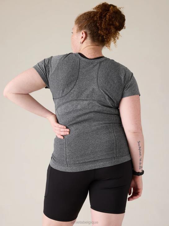 Athleta femmes tee-shirt sans couture élan JRTZ420 vêtements gris anthracite chiné