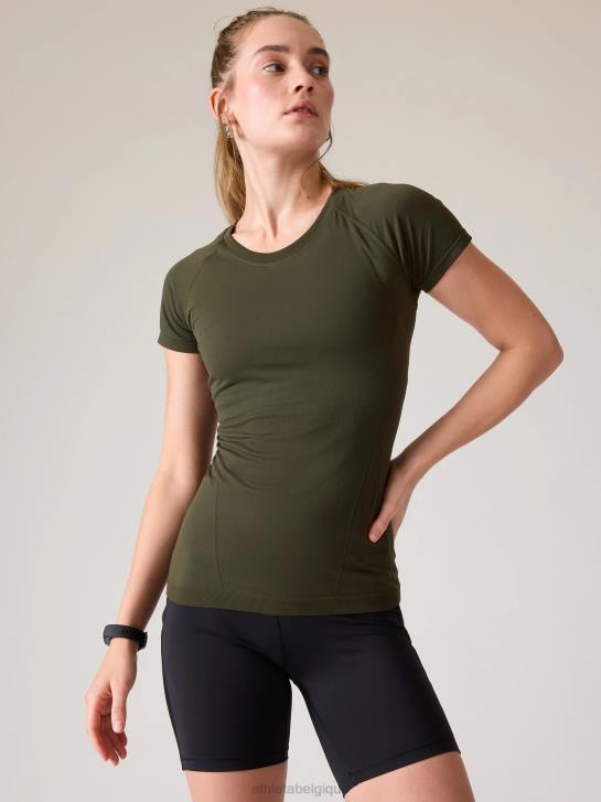 Athleta femmes tee-shirt sans couture élan JRTZ455 vêtements tremble, olive