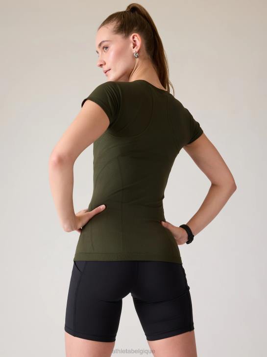 Athleta femmes tee-shirt sans couture élan JRTZ455 vêtements tremble, olive