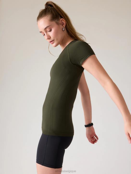 Athleta femmes tee-shirt sans couture élan JRTZ455 vêtements tremble, olive