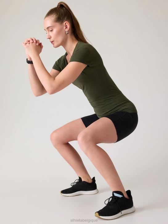 Athleta femmes tee-shirt sans couture élan JRTZ455 vêtements tremble, olive