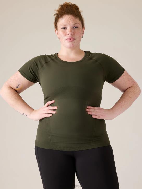 Athleta femmes tee-shirt sans couture élan JRTZ455 vêtements tremble, olive