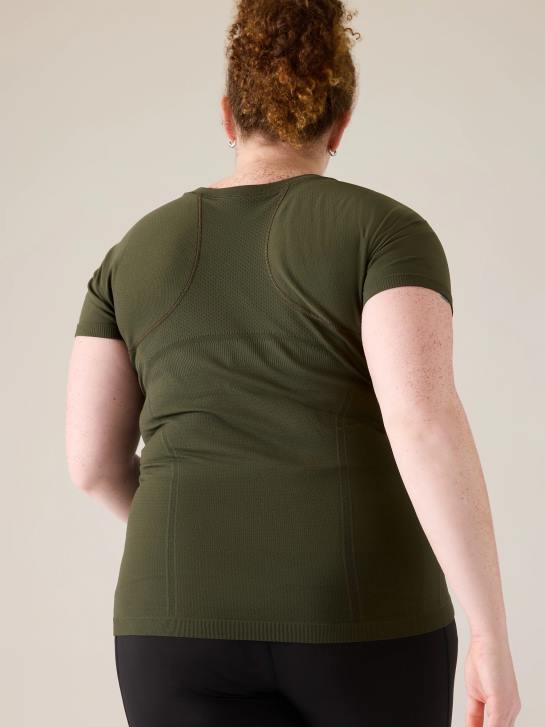 Athleta femmes tee-shirt sans couture élan JRTZ455 vêtements tremble, olive