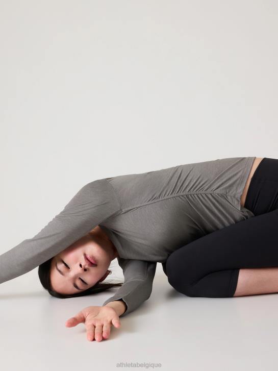 Athleta femmes ceinturez facilement le haut JRTZ491 vêtements gris moyen chiné