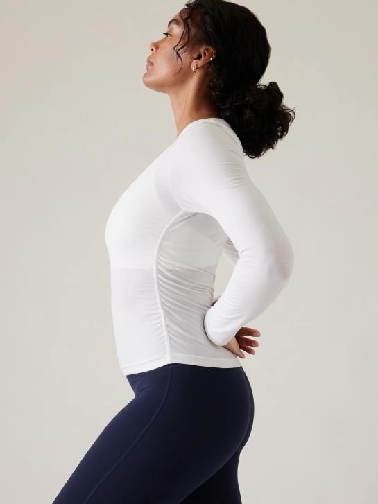 Athleta femmes ceinturez facilement le haut JRTZ497 vêtements blanc brillant