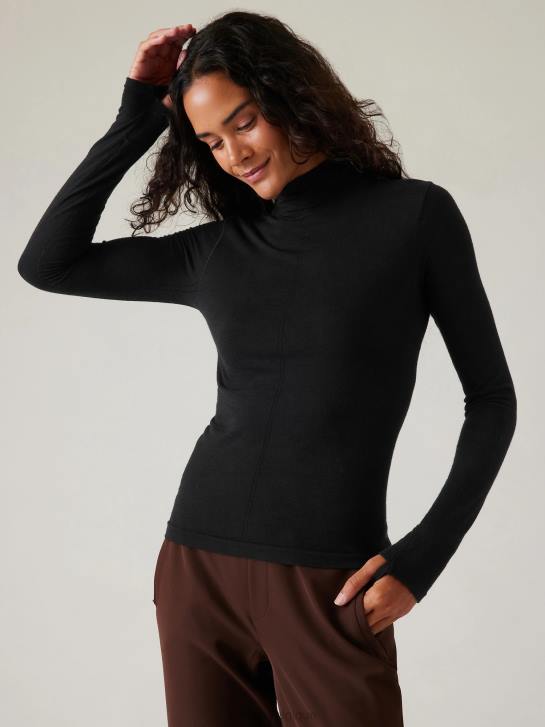 Athleta femmes col roulé sans couture JRTZ529 vêtements noir