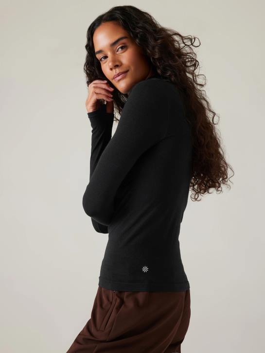 Athleta femmes col roulé sans couture JRTZ529 vêtements noir