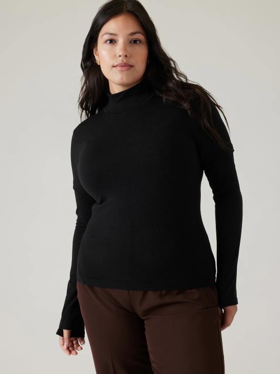 Athleta femmes col roulé sans couture JRTZ529 vêtements noir