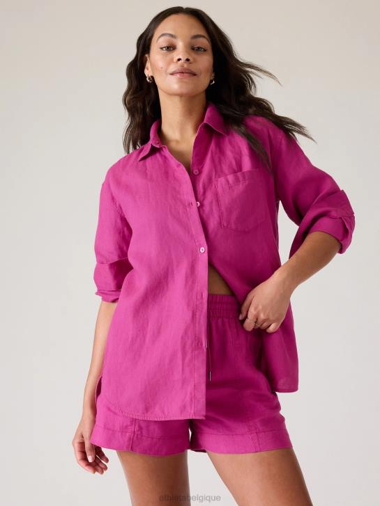 Athleta femmes haut en lin retraite JRTZ222 vêtements rose plante de glace