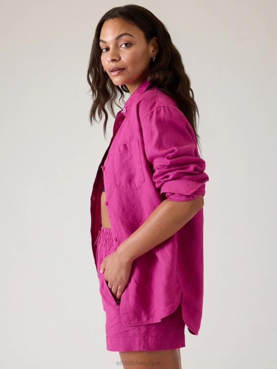 Athleta femmes haut en lin retraite JRTZ222 vêtements rose plante de glace