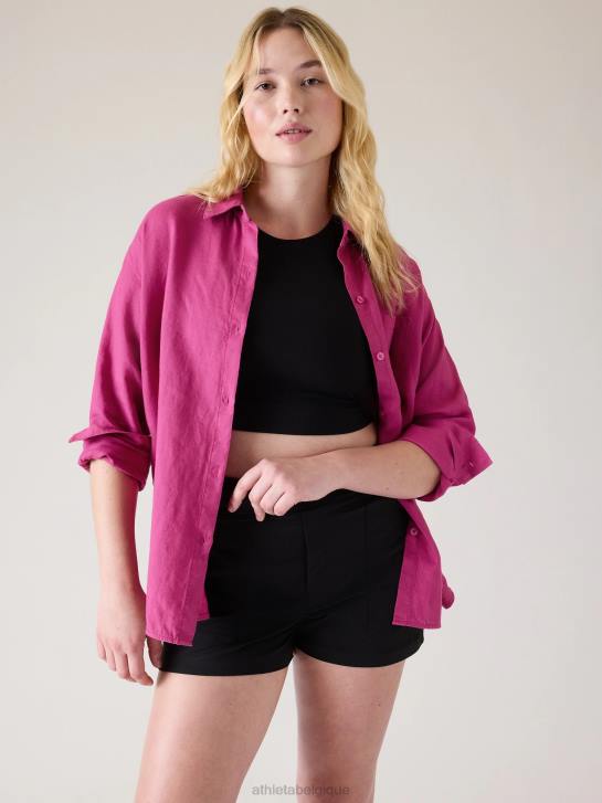Athleta femmes haut en lin retraite JRTZ222 vêtements rose plante de glace
