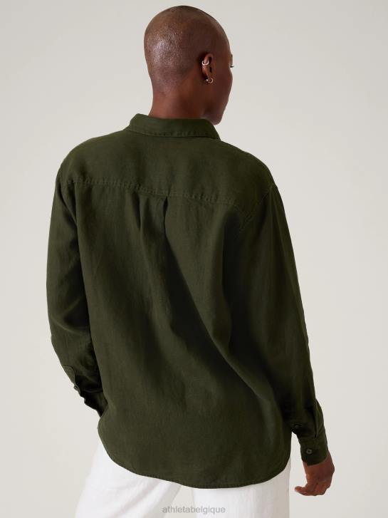 Athleta femmes haut en lin retraite JRTZ378 vêtements tremble, olive