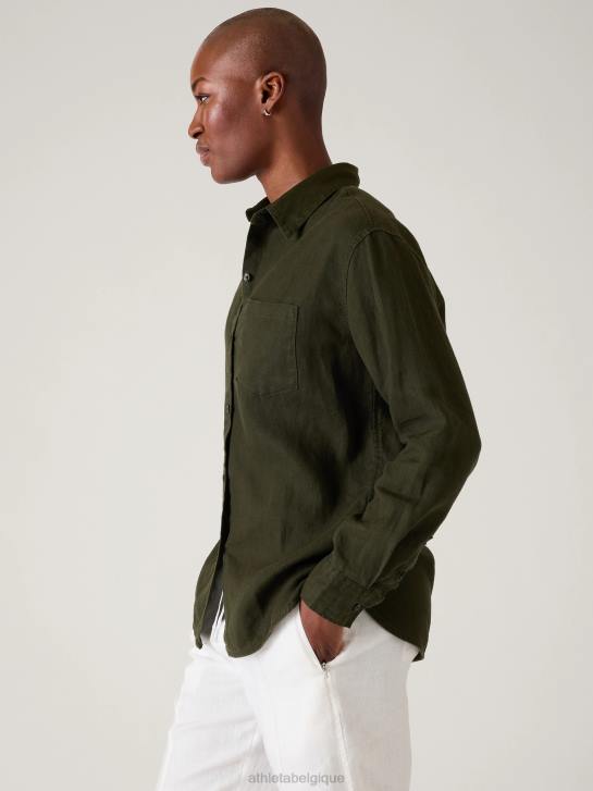 Athleta femmes haut en lin retraite JRTZ378 vêtements tremble, olive