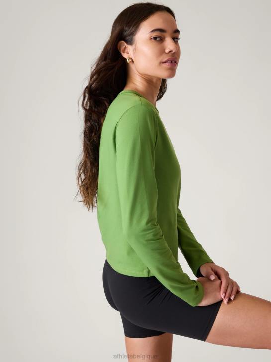 Athleta femmes haut essentiel JRTZ285 vêtements vert baja