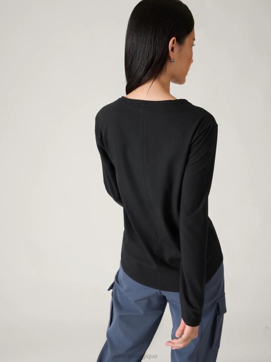 Athleta femmes haut essentiel à col en V JRTZ542 vêtements noir