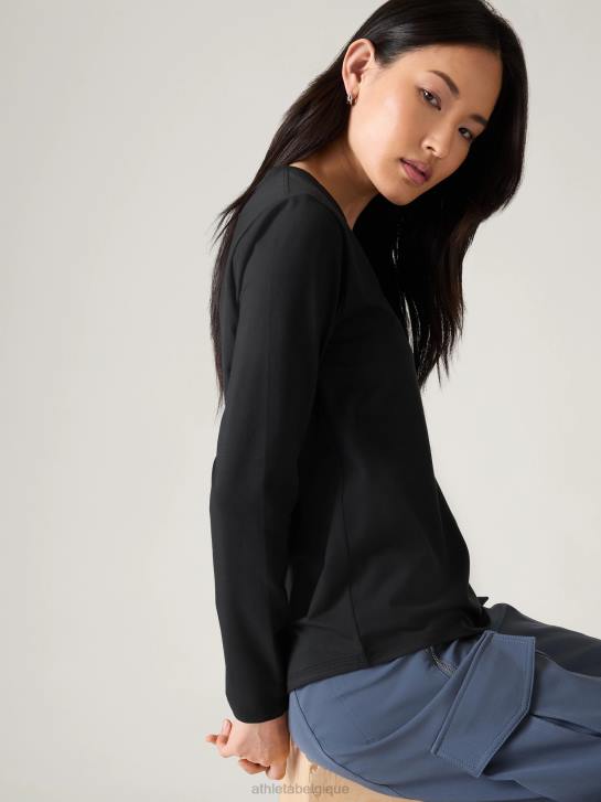 Athleta femmes haut essentiel à col en V JRTZ542 vêtements noir