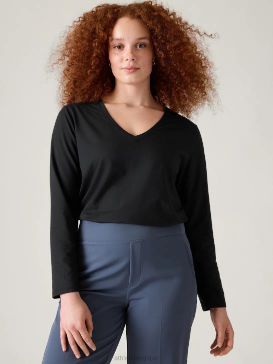 Athleta femmes haut essentiel à col en V JRTZ542 vêtements noir