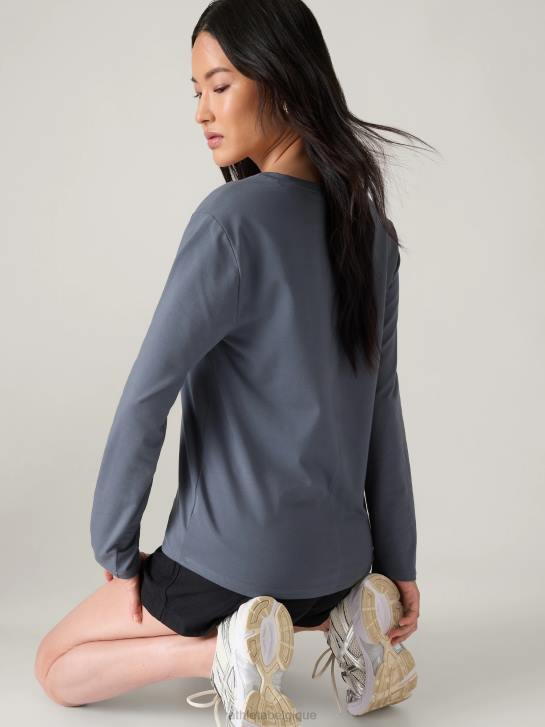 Athleta femmes haut essentiel à col en V JRTZ544 vêtements bleu granit