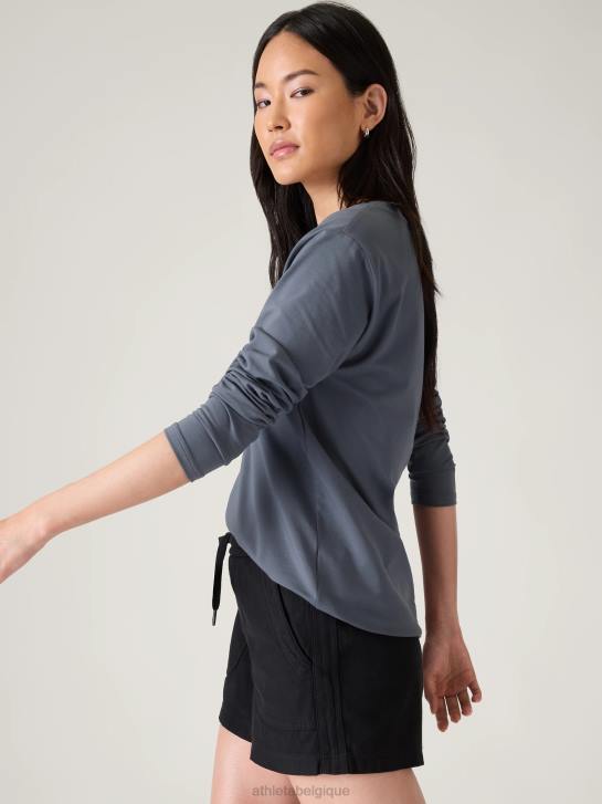 Athleta femmes haut essentiel à col en V JRTZ544 vêtements bleu granit