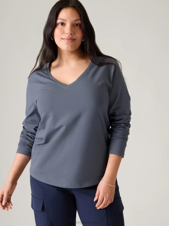 Athleta femmes haut essentiel à col en V JRTZ544 vêtements bleu granit