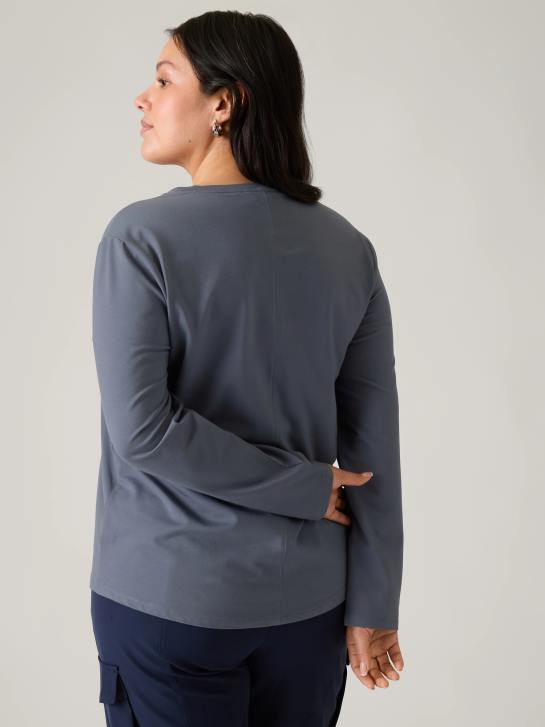 Athleta femmes haut essentiel à col en V JRTZ544 vêtements bleu granit