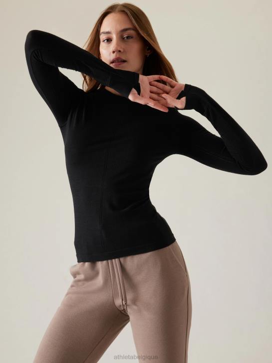 Athleta femmes haut sans couture ascension JRTZ527 vêtements noir