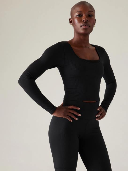 Athleta femmes haut sans couture aurore JRTZ447 vêtements noir