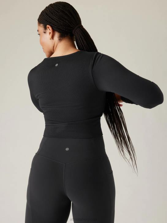 Athleta femmes haut sans couture aurore JRTZ447 vêtements noir