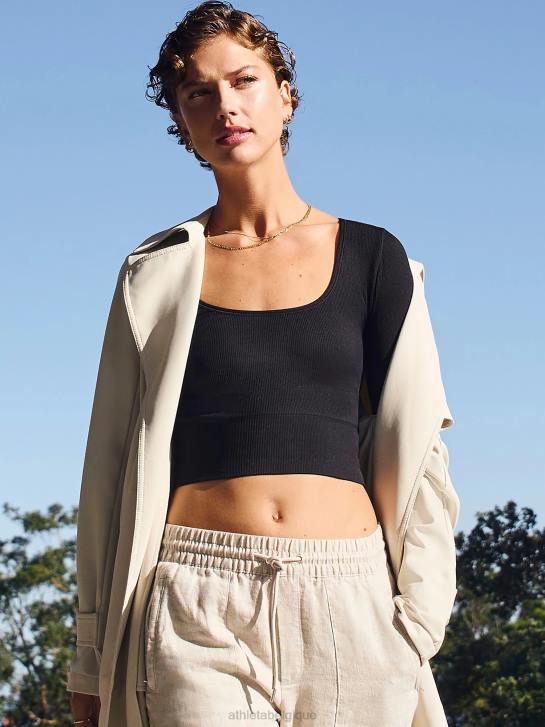 Athleta femmes haut sans couture aurore JRTZ447 vêtements noir