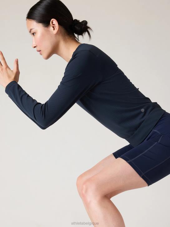 Athleta femmes haut sans couture en mouvement JRTZ244 vêtements marine