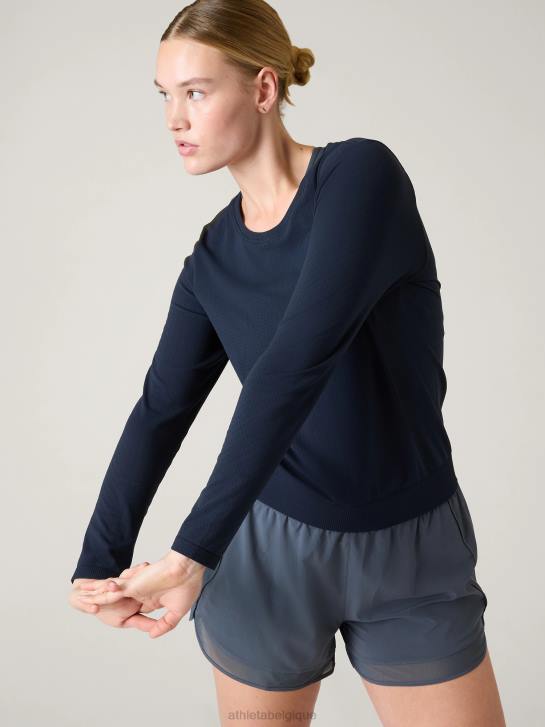 Athleta femmes haut sans couture en mouvement JRTZ244 vêtements marine