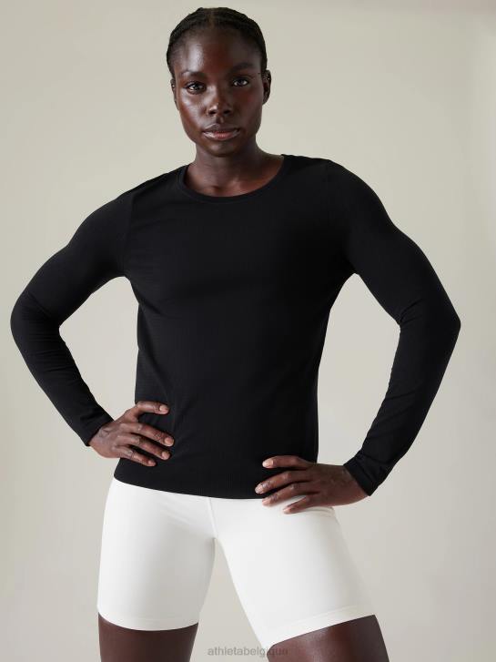 Athleta femmes haut sans couture en mouvement JRTZ262 vêtements noir