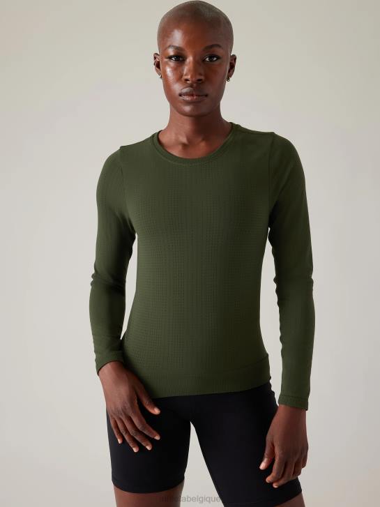 Athleta femmes haut sans couture en mouvement JRTZ431 vêtements tremble, olive
