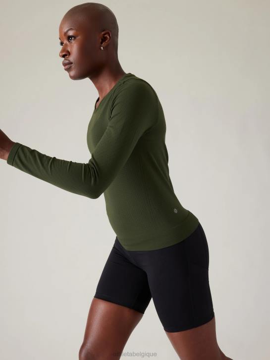 Athleta femmes haut sans couture en mouvement JRTZ431 vêtements tremble, olive
