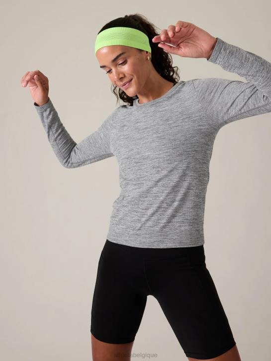 Athleta femmes haut sans couture en mouvement JRTZ507 vêtements gris moyen chiné
