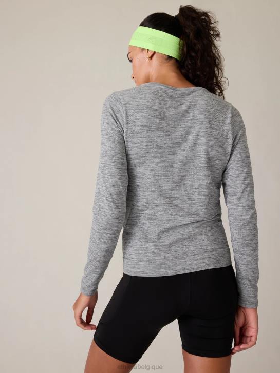 Athleta femmes haut sans couture en mouvement JRTZ507 vêtements gris moyen chiné
