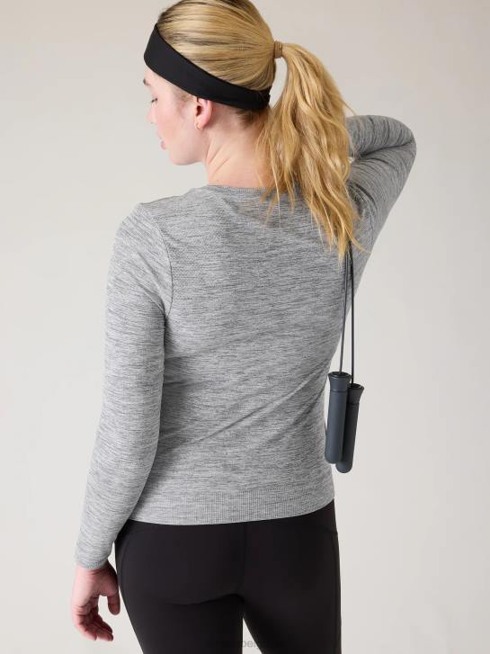 Athleta femmes haut sans couture en mouvement JRTZ507 vêtements gris moyen chiné