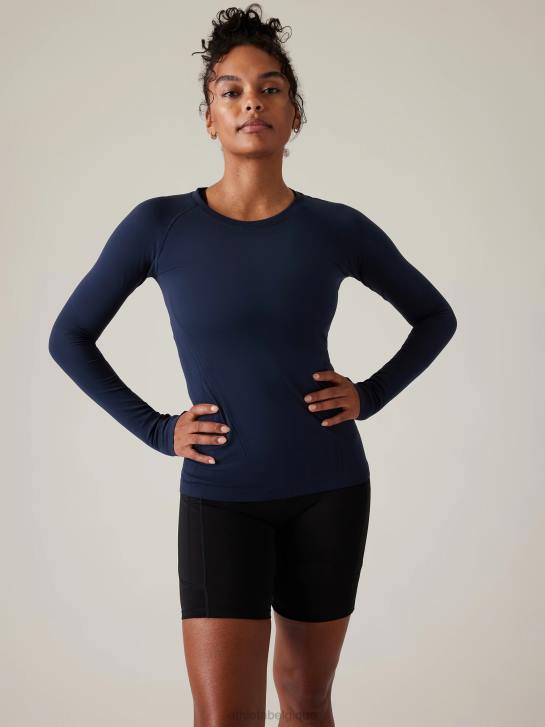 Athleta femmes haut sans coutures momentum JRTZ443 vêtements marine